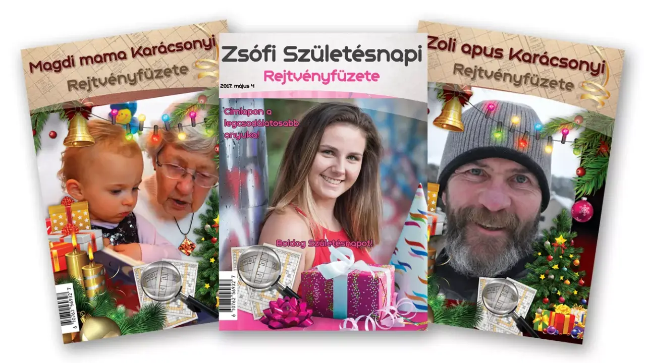 Rejtvényfüzet, sablon megfejtéssel, saját címlapfotóval